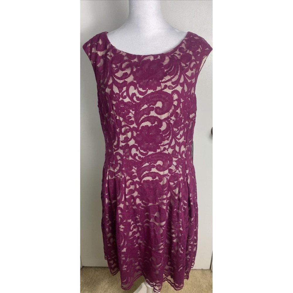 Vince Camuto VC7M1067 Berry Lace 12 Pockets Scalloped Edge Dress NWT New